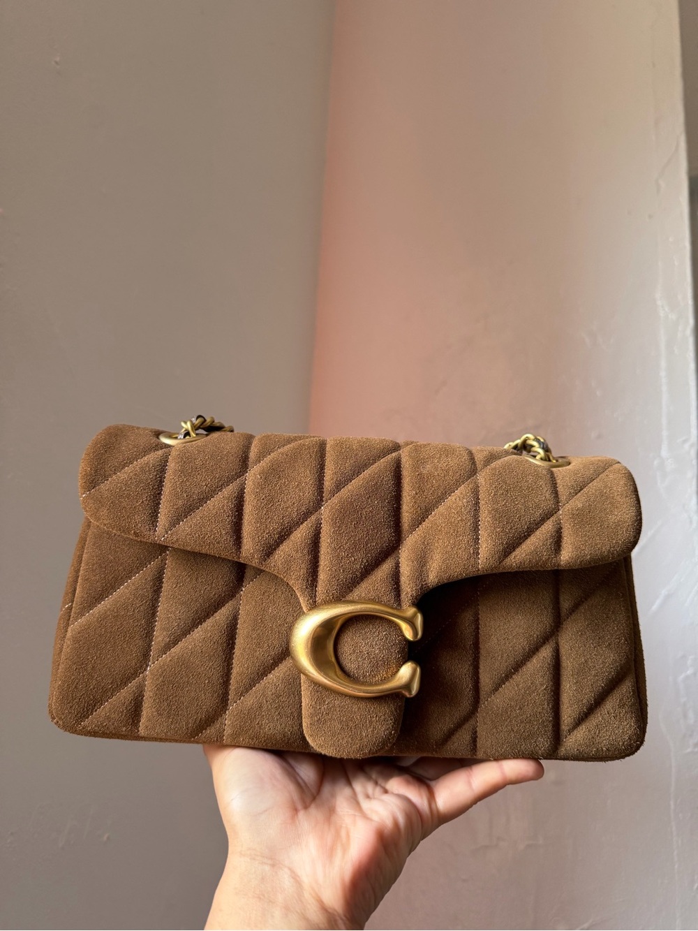 COACH Quilted Tabby Shoulder Bag 26 in Cedar Suede